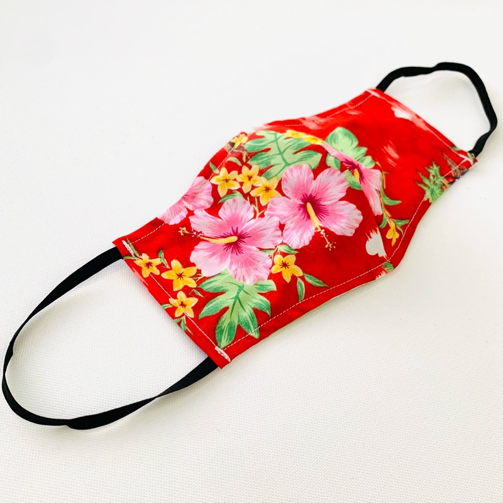 NEW Handmade Red Moment in Paradise Print Face Mask